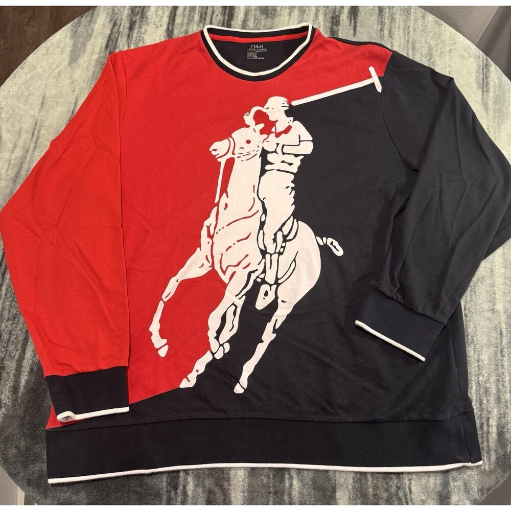 Polo Ralph Lauren Sweater Mens XXL Performance Big Pony Red & Black